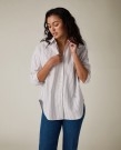LEXINGTON Oversized stripete skjorte – Beige/hvit thumbnail
