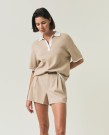 LEXINGTON Kortermet milanostrikket polo, beige thumbnail