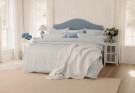 LEXINGTON Sengeteppe i økologisk bomull jacquard , blå/hvit thumbnail