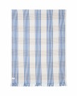 LEXINGTON Stripet/Rutete Bomullspledd Hvit/Blå/Beige 130x170cm thumbnail