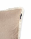 LEXINGTON Putetrekk med frynser i linblanding, beige, 50x50cm thumbnail