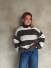 RÈVE Caroline Stripet Genser - Moon Rock/ Off-white thumbnail
