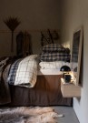 LEXINGTON Rutete sengesett i bomullsflanell denimblå/beige thumbnail