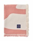 LEXINGTON Jacquard-sommerpledd i økologisk bomull, korall/hvit thumbnail