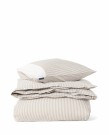 LEXINGTON stripete sengesett i bomullspercale – Olive/White 140x200cm thumbnail