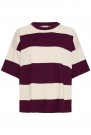 ICHI Luls Loose T-skjorte – Burgunder striper thumbnail