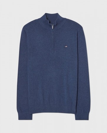 LEXINGTON Bomullsgenser med half-zip, blå