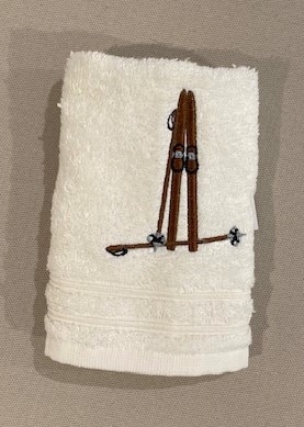 Håndkle med skimotiv, 30x50cm creme
