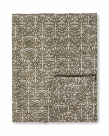 LEXINGTON Jacquardvevd bomullsduk med ornament – Beige/Dark Olive 150x250cm