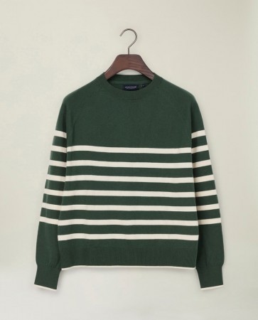 LEXINGTON Freya bomull/kasjmir genser grønn/hvit striper