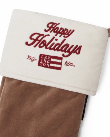 LEXINGTON Julestrømpe Økologisk Bomull Happy Holidays Beige/Hvit