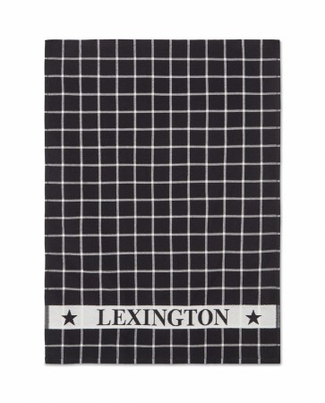 LEXINGTON Kjøkkenhåndkle i økologisk bomullsfrotté – Black/White, 50x70cm