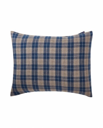 LEXINGTON Rutete flanellputevar i denimblå/beige