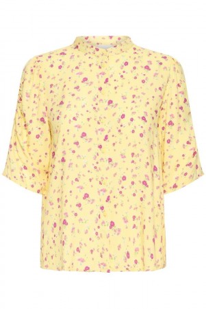 ICHI Vera – bluse, gul med blomster