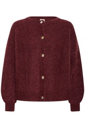 ICHI Marita Strikket Cardigan Burgunder