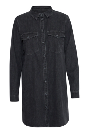 ICHI Denimskjortekjole Vasket Sort Denim