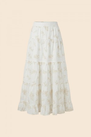 SECRETS BY B Giselle Langt skjørt – Hvit med broderi