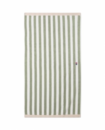 LEXINGTON Blokkstripet håndkle, vintage grønn/hvit/moonbeam, 100x150cm