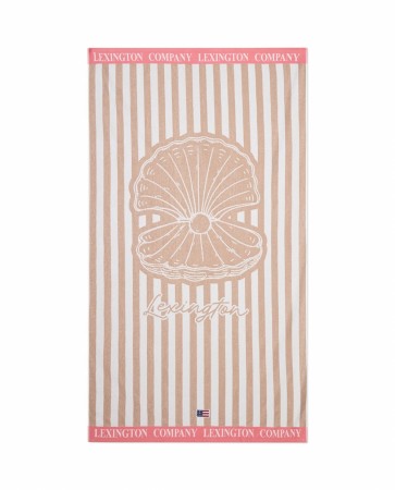 LEXINGTON Velour Strandhåndkle Beige/Hvit/Rosa 100x180cm