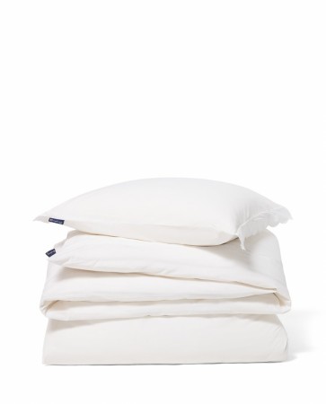 LEXINGTON Bomullspoplin scallop wing sengesett, 200x220cm, Hvit