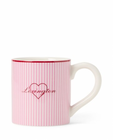 LEXINGTON Valentines krus i steintøy, rosa/hvit