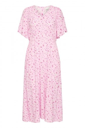 ICHI Vera – kjole, Rosa med blomster