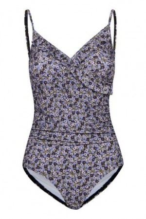 ICHI Mila blomstrete badedrakt lilla