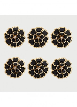 STICKY BESTIE Button Covers – Svart blomst