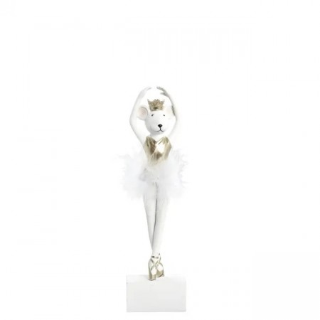 LENE BJERRE Salinna mus 32,5cm hvit/gull