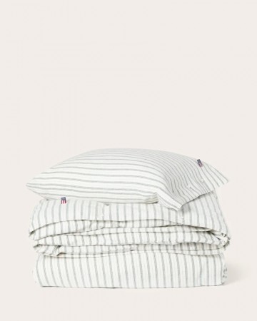 LEXINGTON Flanell sengesett – Hvit/Grønn/Beige 200x220cm
