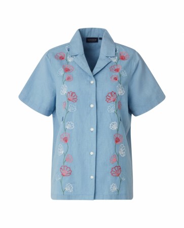 LEXINGTON Ajla denim brodert linbluse