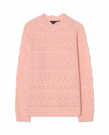 LEXINGTON Strikkegenser med blondemønster – lys rosa