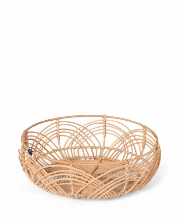 LEXINGTON Rattankurv med fôr, blå/hvit, Ø38cm
