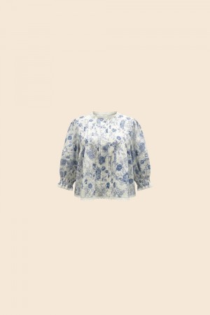 SECRETS BY B Ela bluse blå blomster