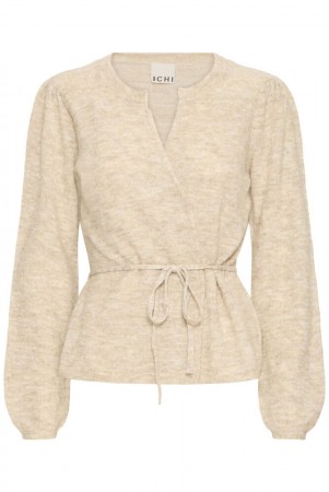 ICHI Ardens CA2 – Strikket Cardigan, Beige melert