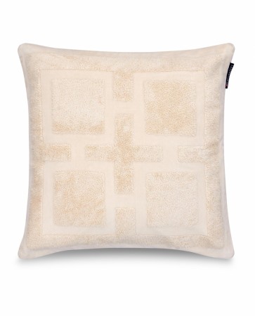 LEXINGTON Grafisk Putetrekk i Økologisk Bomullsvelur Lys Beige 50x50cm