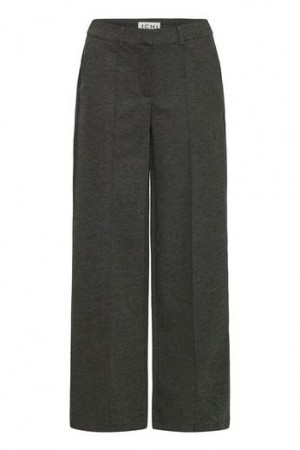 ICHI Kate Office gråmelert bukse med søm