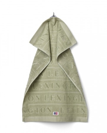 LEXINGTON Velour jacquardhåndkle med logo, Vintage Green 70x130cm